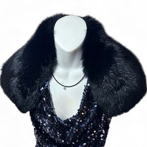 Elegant Black genuine Fox Fur collar